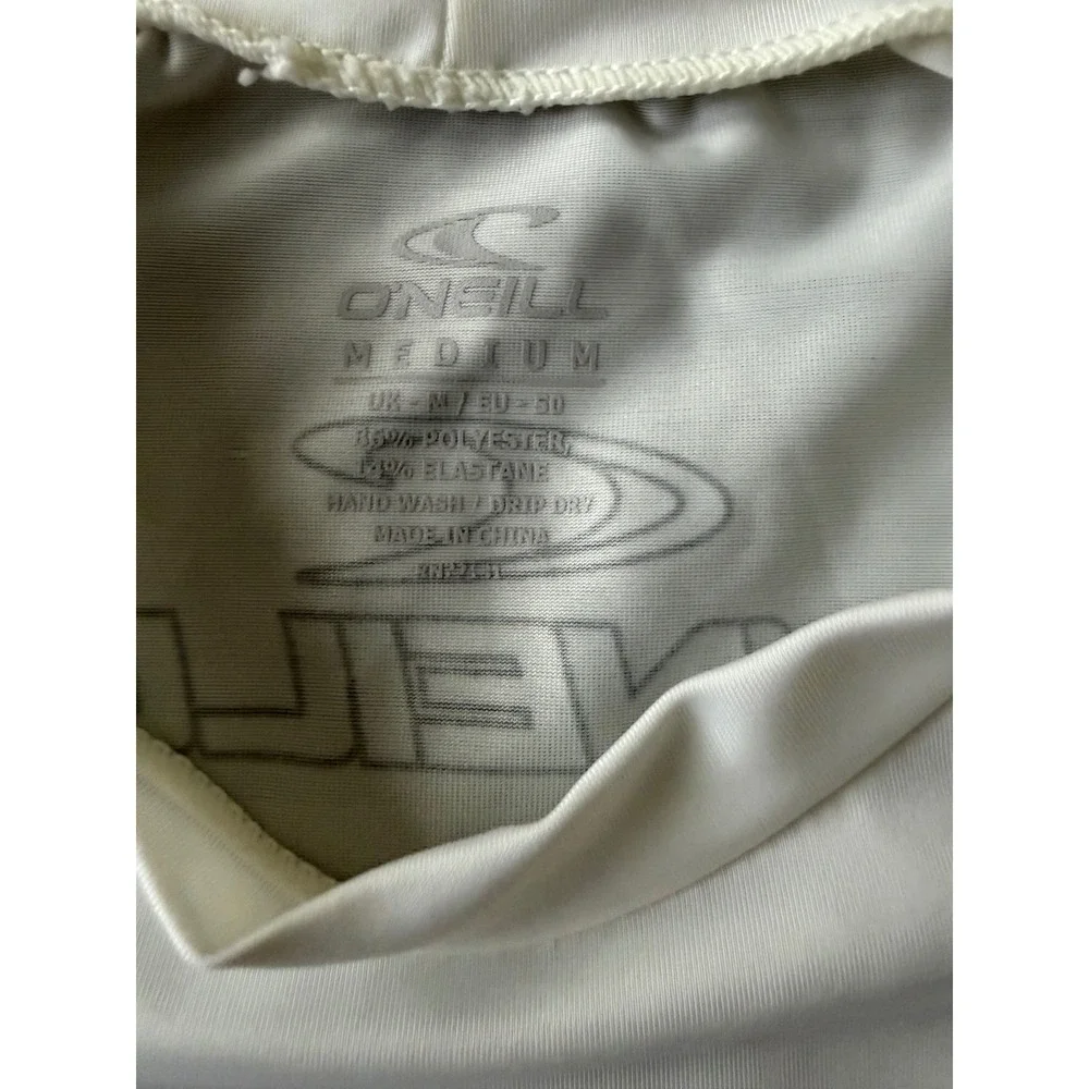 ONeill Mens White Short Sleeve Rash Guard 50+ UV Protection Swim Shirt M - EUC